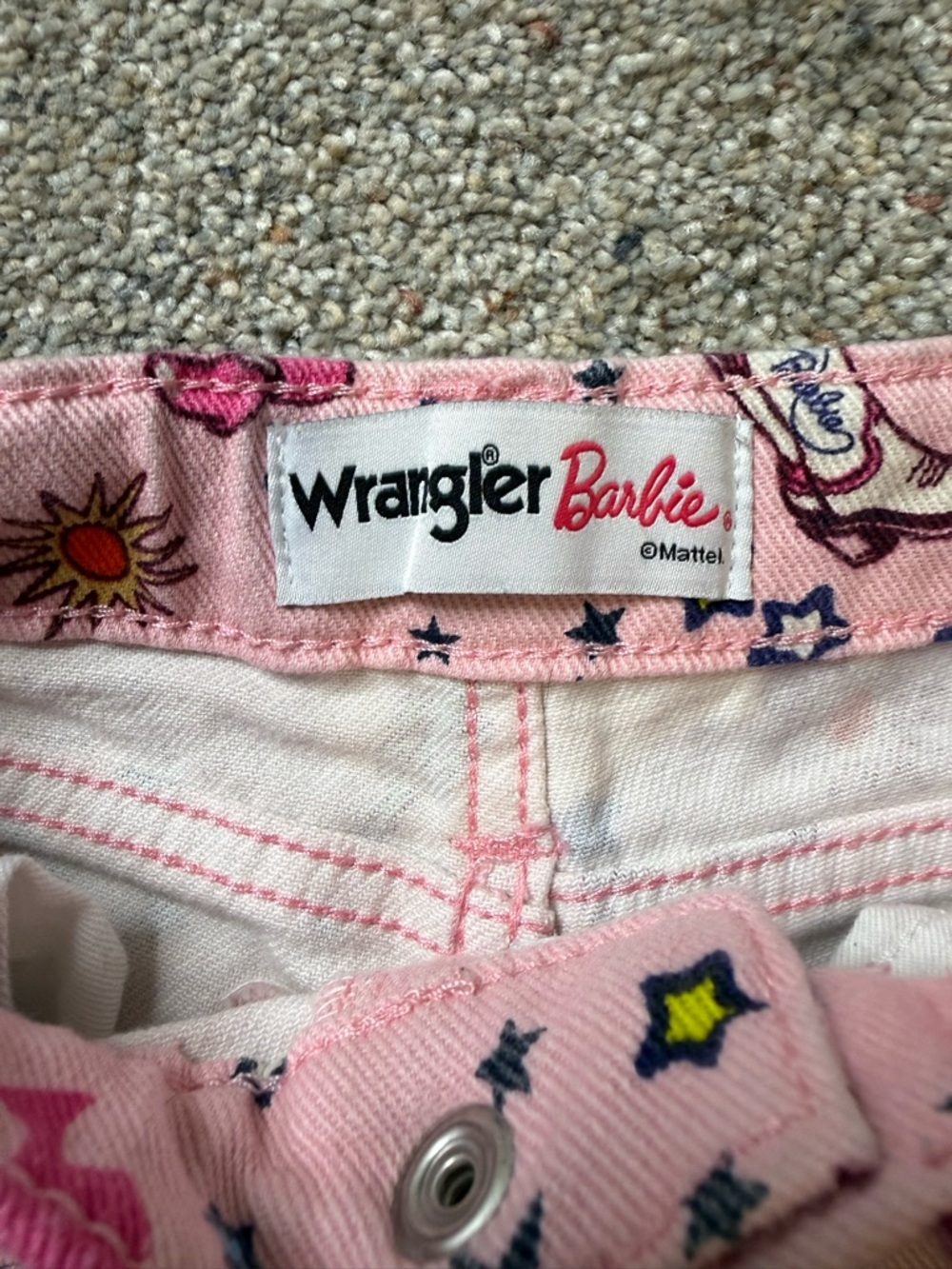 Barbie Wrangler Blue Denim Girls Jeans 2 Pair with Pink Accents size 12 - Picture 11 of 14
